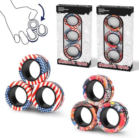 حلقات مغناطيسية تململ لعبة ألعاب ، Idea ADHD Toys ، Toys Compit Magnets Spinner Rings لعلاج إغاثة القلق ، حزمة تململ هدية رائعة للبالغين المراهقين الأطفال in Kuwait