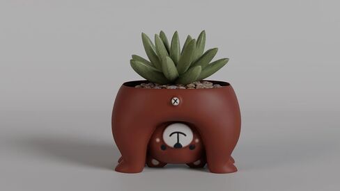 3D Printed Bear Planter - Cute Animal Succulent Pot for Home & Office Decor in Saudi Arabia