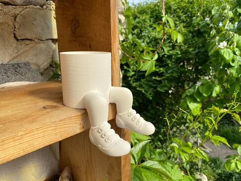Sitting Pot Planter with Shoes – 3D Printed Cute Plant Holder for Succulents, Cacti & Small Plants – Fun Desk & Shelf Decor – Unique PLA Planter Pot – Indoor Home or Office Decoration in Saudi Arabia