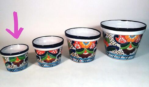 3.5in. الصغيرة المكسيكية Talavera الغراس Qty. 1- تصاميم وألوان الأزهار تختلف قليلاً in Kuwait