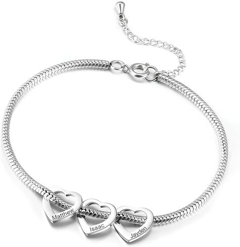 Personalized Grandma Bracelet with Grandkids Names - Custom Made Family Charm Bracelet for Grandmother, Mother, Wife - Gift for Nana on Mother's Day, Birthdays, Anniversaries in Saudi Arabia