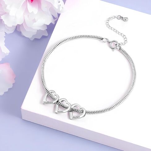Personalized Grandma Bracelet with Grandkids Names - Custom Made Family Charm Bracelet for Grandmother, Mother, Wife - Gift for Nana on Mother's Day, Birthdays, Anniversaries in Saudi Arabia