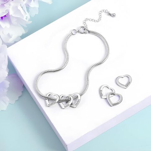 Personalized Grandma Bracelet with Grandkids Names - Custom Made Family Charm Bracelet for Grandmother, Mother, Wife - Gift for Nana on Mother's Day, Birthdays, Anniversaries in Saudi Arabia