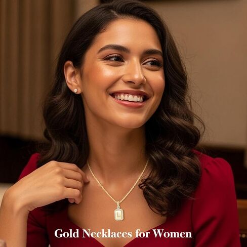 24K Gold Plated Initial Necklace for Women, Anniversary Necklace Wife Birthday Gift for Her Jewelry Gifts for Girlfriend Friend Mother Day Christmas Gift for Women, A-Z Initial Square with Rope Chain in Saudi Arabia