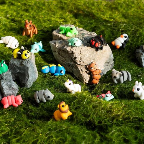 21 pcs Mini 3D Printed Animal Figurines, Flexible Articulated Fidget Toys, Cute Desk Decor, Party Favors, Goodie Bag Stuffers, Gifts for Kids Carnival Prizes Graduation Rewards (21pcs) in Saudi Arabia