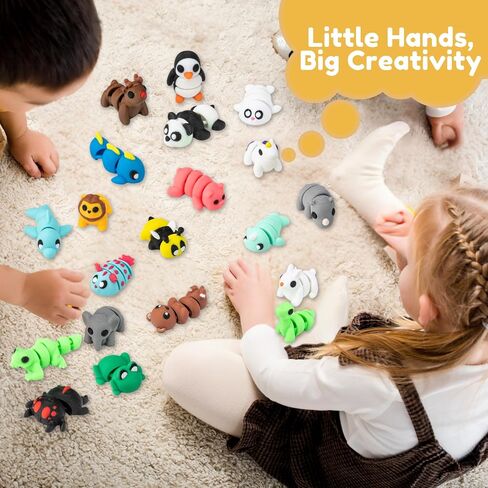 21 pcs Mini 3D Printed Animal Figurines, Flexible Articulated Fidget Toys, Cute Desk Decor, Party Favors, Goodie Bag Stuffers, Gifts for Kids Carnival Prizes Graduation Rewards (21pcs) in Saudi Arabia
