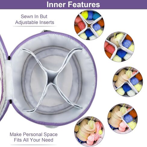 IBFUN crochet خيوط خيوط الحياكة 3pcs - حقيبة من منظم تخزين الغزل القابلة للتوسيع مع حزام قابلة للتعديل من الحالات التي يمكن تعديلها للخطوط والإبر والإكسسوارات وعشاق الكروشيه واللوازم والمبتدئين in Kuwait