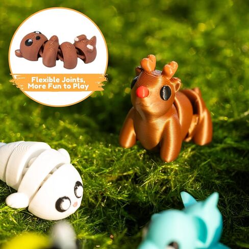 21 pcs Mini 3D Printed Animal Figurines, Flexible Articulated Fidget Toys, Cute Desk Decor, Party Favors, Goodie Bag Stuffers, Gifts for Kids Carnival Prizes Graduation Rewards (21pcs) in Saudi Arabia