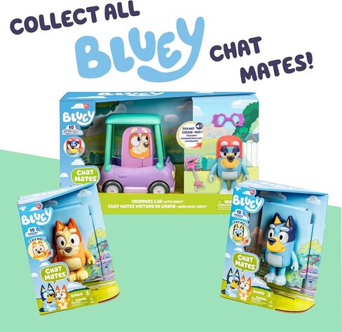 Bluey Talking Toy Chat Mates Playset, Articulated, Talking Kids Toy with 10 Iconic Phrases, Interactive Play Toys Figures Set for Kids, Ages 3+ in Saudi Arabia