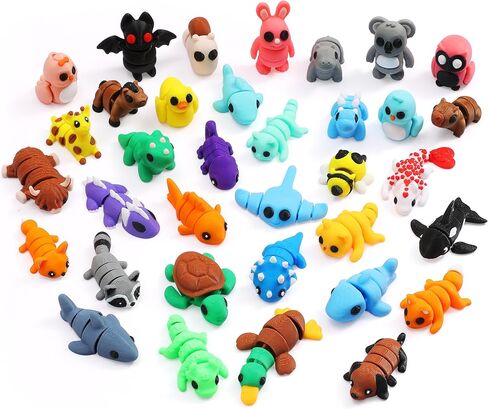 21 pcs Mini 3D Printed Animal Figurines, Flexible Articulated Fidget Toys, Cute Desk Decor, Party Favors, Goodie Bag Stuffers, Gifts for Kids Carnival Prizes Graduation Rewards (21pcs) in Saudi Arabia