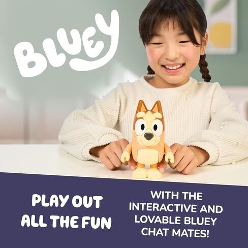 Bluey Talking Toy Chat Mates Playset, Articulated, Talking Kids Toy with 10 Iconic Phrases, Interactive Play Toys Figures Set for Kids, Ages 3+ in Saudi Arabia