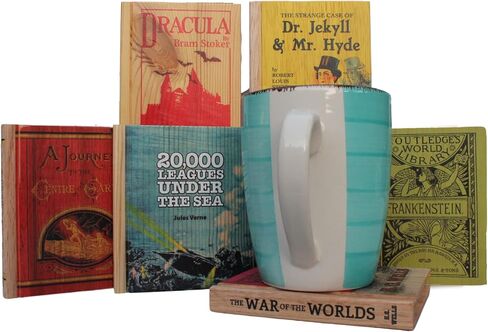 Scifi 6pc Solid Wood Book Coaster Set in Saudi Arabia