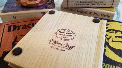 Scifi 6pc Solid Wood Book Coaster Set in Saudi Arabia