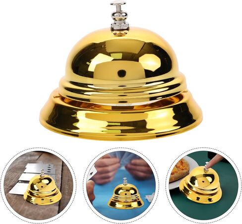 Gatuida Golden Call Bell ، Bell Classic Inventive Desk Bell ، جرس الاتصال بالعملاء للمطعم ، المطبخ ، مكتب الاستقبال ، 3.34 × 3.34 × 2.36 بوصة in Kuwait