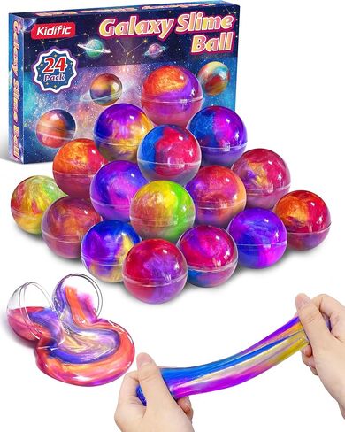 Kidfic 24 Pack Galaxy Slime Party Favors ، ألعاب Treasure Box غير اللطيفة ، لتوترات الإجهاد لجوائز الفصول الدراسية لوازم الحفلات ، هدايا طلاب Goodie Bags Stuffers for Kids Boys Girls 4-8 ، 8-12 in Saudi Arabia