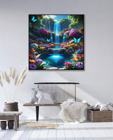 مشهد المناظر الطبيعية الماس الماس الماس للبالغين المبتدئين ، 5D DIY الكامل جولة الحفر مجموعات الطلاء الماس الشلال ، الطلاء من Diamonds Dot Art Crystal Flower Easy ، ديكور الجدار المنزلي 13.7x13.7inch in Kuwait