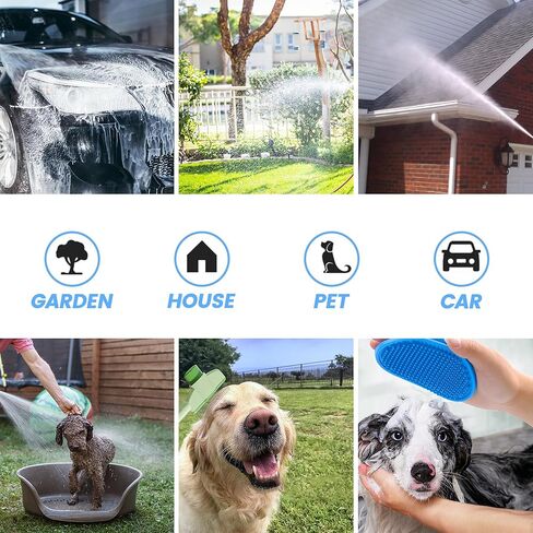 مرفق خرطوم غسل الكلاب ، وضع رذاذ صابون دش أليف 10 في 1 في 1 مع فرشاة مطاطية للاستمالة ، فوهة خرطوم مع موزع صابون 100 سم ، لسقي ، غسيل السيارات ، الكلب والحلول (الأزرق) in Kuwait