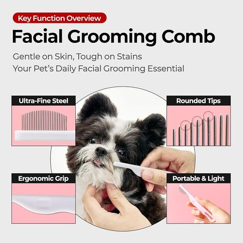 Jayu Pet Facial Grooming Comb - Cog Eye Combs ، مزيل البقع الخالية من الإجهاد للكلاب والقطط ، فرشاة الوجه للحيوانات الأليفة ، مجموعة Cat Grooming ، مشط الفولاذ المقاوم للصدأ (1A) in Saudi Arabia