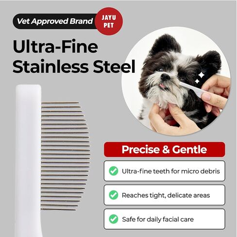 Jayu Pet Facial Grooming Comb - Cog Eye Combs ، مزيل البقع الخالية من الإجهاد للكلاب والقطط ، فرشاة الوجه للحيوانات الأليفة ، مجموعة Cat Grooming ، مشط الفولاذ المقاوم للصدأ (1A) in Saudi Arabia