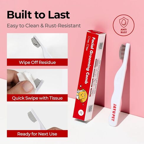 Jayu Pet Facial Grooming Comb - Cog Eye Combs ، مزيل البقع الخالية من الإجهاد للكلاب والقطط ، فرشاة الوجه للحيوانات الأليفة ، مجموعة Cat Grooming ، مشط الفولاذ المقاوم للصدأ (1A) in Saudi Arabia