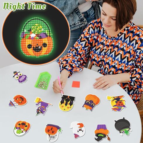 36PCS Halloween Crafts for Adults DIY Diamond Art: DIY Refrigerator Magnets Stickers Kit, Magnetic Fridge Decor (Pumpkin) in Kuwait