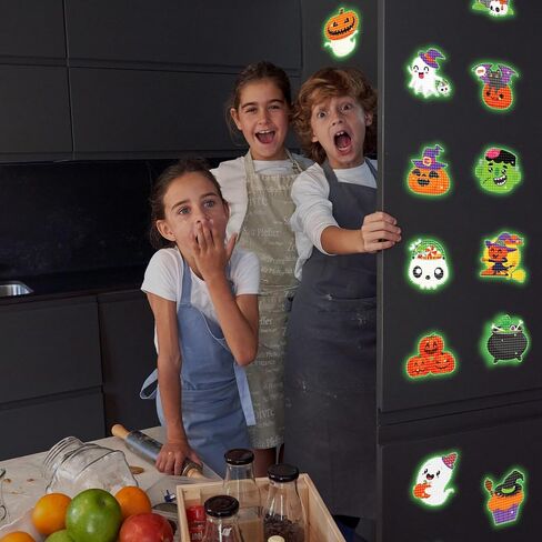 36PCS Halloween Crafts for Adults DIY Diamond Art: DIY Refrigerator Magnets Stickers Kit, Magnetic Fridge Decor (Pumpkin) in Kuwait