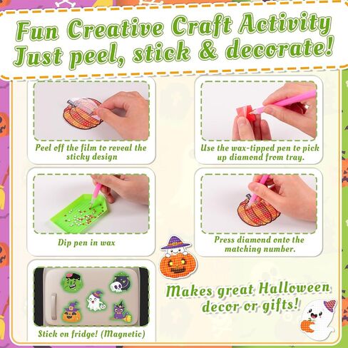 36PCS Halloween Crafts for Adults DIY Diamond Art: DIY Refrigerator Magnets Stickers Kit, Magnetic Fridge Decor (Pumpkin) in Kuwait