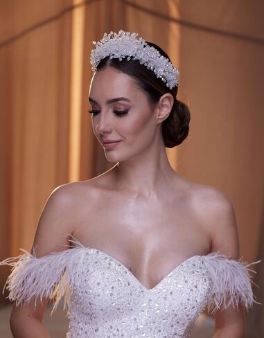 Tulle and Crystal Bridal Hair Band in Saudi Arabia