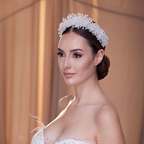 Tulle and Crystal Bridal Hair Band in Saudi Arabia