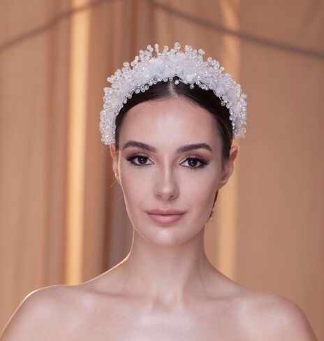 Tulle and Crystal Bridal Hair Band in Saudi Arabia