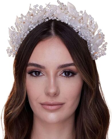 Crystal Pearl Hair Band with Resin Leaves in Saudi Arabia