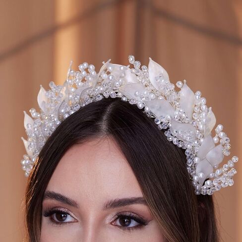 Crystal Pearl Hair Band with Resin Leaves in Saudi Arabia