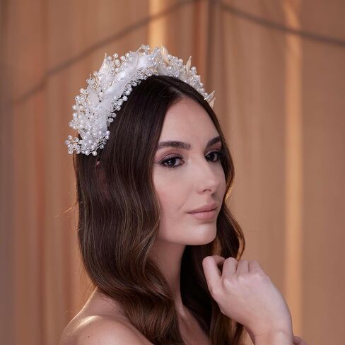 Crystal Pearl Hair Band with Resin Leaves in Saudi Arabia