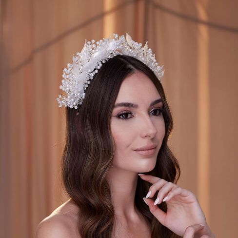 Crystal Pearl Hair Band with Resin Leaves in Saudi Arabia