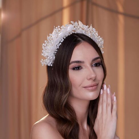 Crystal Pearl Hair Band with Resin Leaves in Saudi Arabia