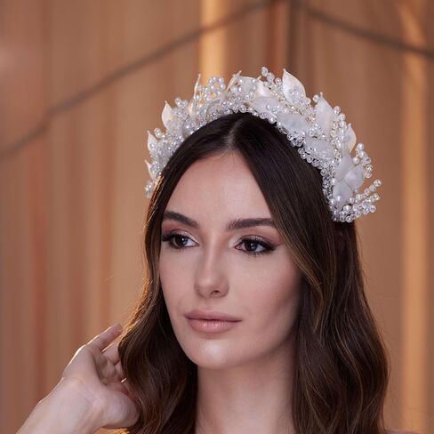 Crystal Pearl Hair Band with Resin Leaves in Saudi Arabia
