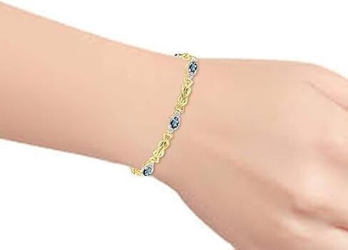 Bracelets for Women Yellow Gold Plated Silver Love Knot Tennis Bracelet Gemstone & lab created Diamonds Adjustable to Fit 7"-8" Wrist, 5 Gorgeous 6X4MM Jewelry for Women Friendship Bracelets in Saudi Arabia