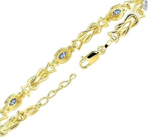 Bracelets for Women Yellow Gold Plated Silver Love Knot Tennis Bracelet Gemstone & lab created Diamonds Adjustable to Fit 7"-8" Wrist, 5 Gorgeous 6X4MM Jewelry for Women Friendship Bracelets in Saudi Arabia
