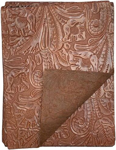 Large Floral Cowside Embossed Leather: 8.5" x 11" Pieces (Brandy, 1 Piece) in Saudi Arabia