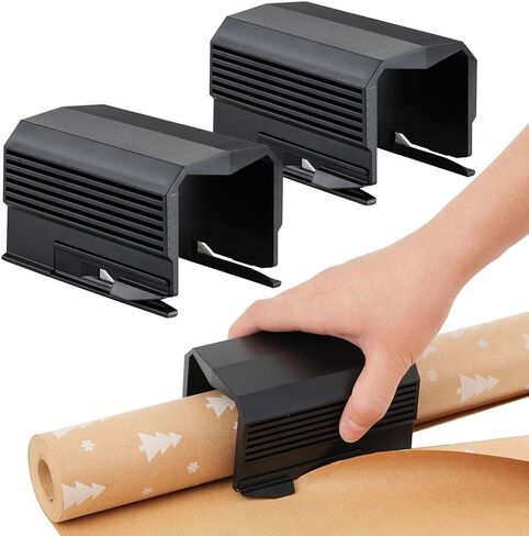 2PC Wrapping Paper Cutter Christmas Paper Roll Cutters Paper Cutter Slider Tool Set Christmas Gift Packing Wrapping Cutting Supplies for Crafting Birthday Gifts Wrap Rolls (2PC Black) in Saudi Arabia