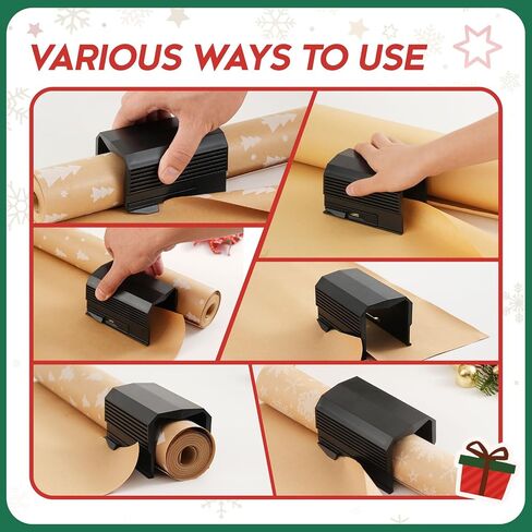 2PC Wrapping Paper Cutter Christmas Paper Roll Cutters Paper Cutter Slider Tool Set Christmas Gift Packing Wrapping Cutting Supplies for Crafting Birthday Gifts Wrap Rolls (2PC Black) in Saudi Arabia