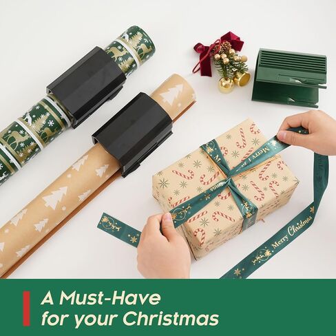 2PC Wrapping Paper Cutter Christmas Paper Roll Cutters Paper Cutter Slider Tool Set Christmas Gift Packing Wrapping Cutting Supplies for Crafting Birthday Gifts Wrap Rolls (2PC Black) in Saudi Arabia