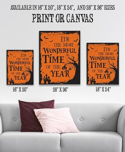 It's The Most Wonderful Time of The Year 16x20 Stretched Canvas - Decorative Halloween Decorations & Home Office Decor for Spooky Season & Holiday Decorations, Witchy Gift Idea, Spooky Wordplay Art in Saudi Arabia