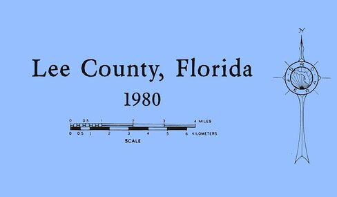 1980 Map of Lee County Florida Fort Myers in Saudi Arabia