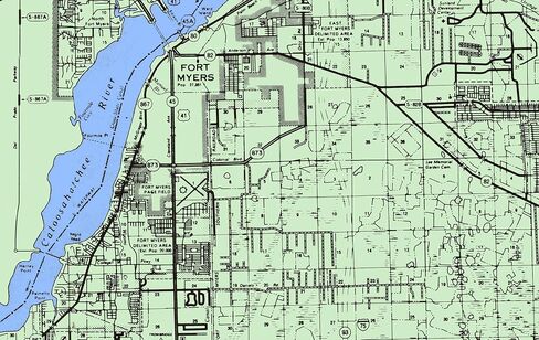 1980 Map of Lee County Florida Fort Myers in Saudi Arabia