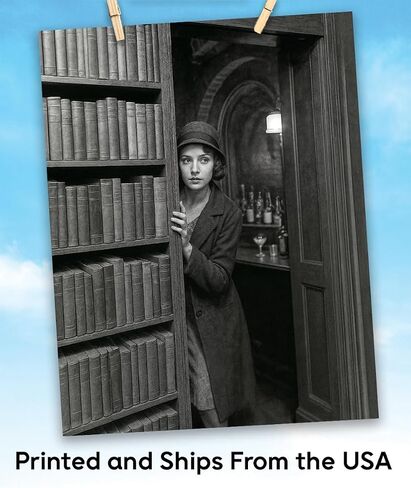 Whisky Hidden Room 18x24 Poster Canvas - Vintage Speakeasy Phhibition Wall Art ، Flapper Noir Hidden Bar Photo ، ديكور صالة بالأبيض والأسود للمكتب ، البار ، كهف الرجل ، أو عشرينيات القرن العشرين عشاق الغموض in Kuwait