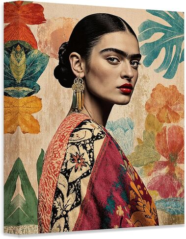لوحة فريدا كاهلو مستوحاة من ملصق Frida 28x36 الممتد - Frida Kahlo Wall Art ، Mexican Art & Decor in Kuwait