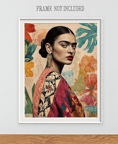 لوحة فريدا كاهلو مستوحاة من ملصق Frida 28x36 الممتد - Frida Kahlo Wall Art ، Mexican Art & Decor in Kuwait