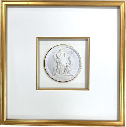 Framed Intaglio Print, 16x16 inches, Gold Frame, Ivory Mats, Gold Fillet, 5-3/8 inch Intaglio, Slightly Aged with Gold Leaf Edges (Spring) in Saudi Arabia