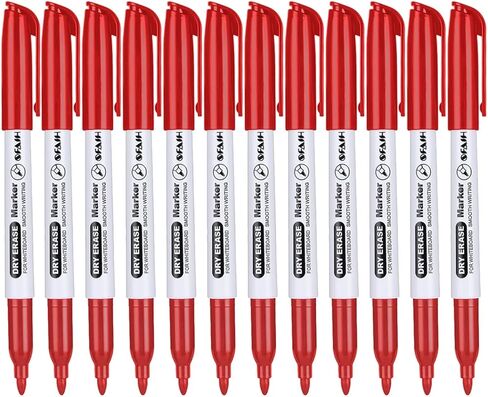 SFAIH Dry Erase Markers Fine Tip - 6 Pack Whiteboard Markers Dry Erase For Kids Adult Low Odor, Black Dry Erase Markers Fine Point For Home Classroom in Kuwait